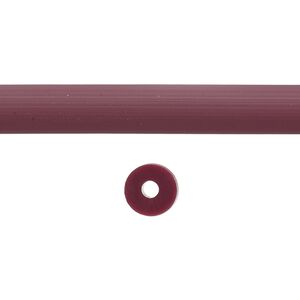 Cord, silicone, burgundy, 8mm round with 2.5mm hole. Sold per pkg of 1 yard.