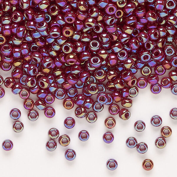 Seed bead, Miyuki, glass, pkg/50g, #8 rocaille, opaque rainbow currant (RR-3470). image number 0