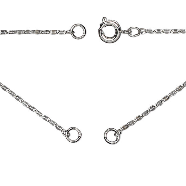 Necklace, silver-plated brass, 1.5mm mirror, 18 inches in (2) 9" segments with (2) 3.5mm soldered jump rings and springing clasp. Sold Individually. image number 0