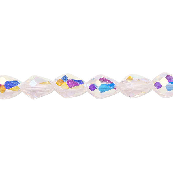 Bead Celestial Crystal® 1pkg60, 8x6mm teardrop / 66 facets, translucent pink AB image number 0