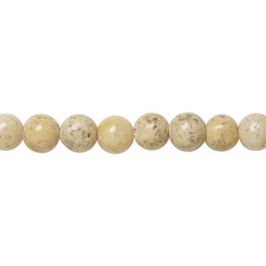 Grain stone 1pkg1, round bead natural, 15.5 inch 6-7mm light
