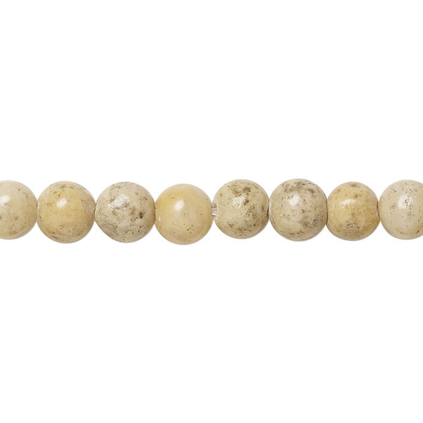 Grain stone 1pkg1, round bead natural, 15.5 inch 6-7mm light image number 0