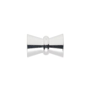 Clasp magnetic 1pkg1 silver-plated, 17x11mm bow tie, brass 4-strand