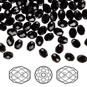 Bead 360pk jet, Swarovski® 5x4mm olive briolette 5044