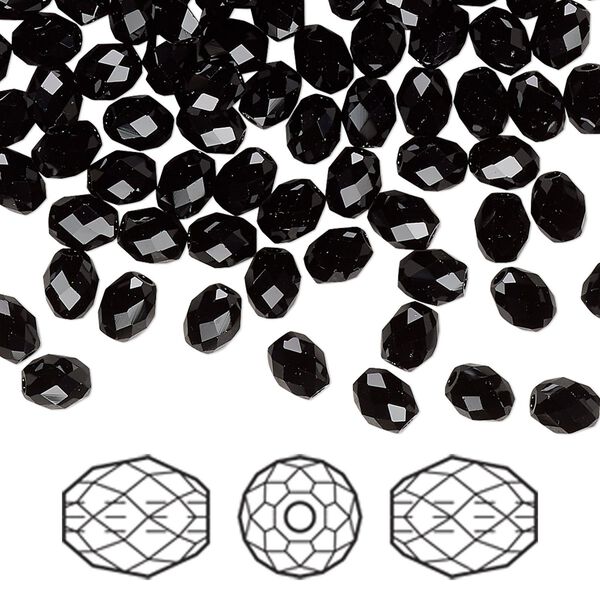 Bead 360pk jet, Swarovski® 5x4mm olive briolette 5044 image number 0