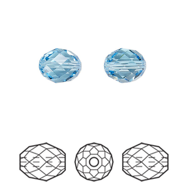 Bead 2pk aquamarine, Crystal Passions® 9.5x8mm olive briolette 5044 image number 0