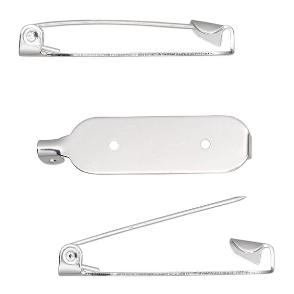 Pin back, silver-plated steel, 1-1/4 inch oval. Sold per pkg of 100. image number 0