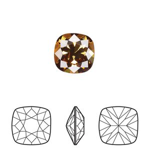 Fancy stone 72pk light amber foil back, Swarovski® 12mm square 4470