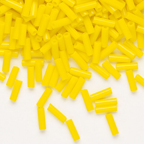 Bead, Preciosa Ornela Czech glass, bugle bead, pkg/500g, #3, opaque yellow, (83130). image number 0