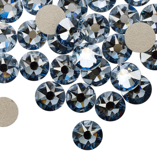 Flat back 12pk crystal blue shade foil back, Crystal Passions® 7.07-7.27mm rose round SS34 2088 image number 0