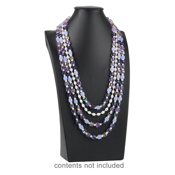 Display, necklace, leatherette, black, 13-1/2 x 7-1/2 x 3-3/4 inches. Sold individually. image number 1