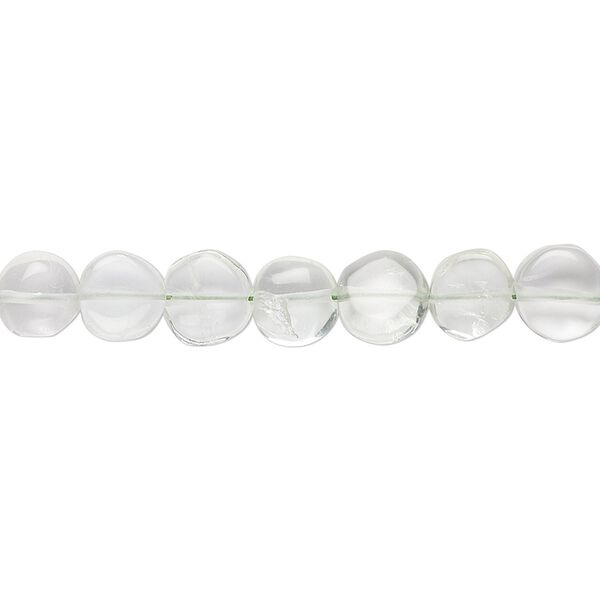 Green quartz 1pkg1, hand-cut puffed flat round bead 7 inch 6-7mm image number 0