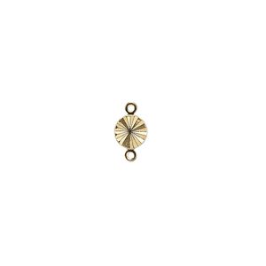 Link, gold-plated brass, 6mm double-sided diamond-cut round. Sold per pkg of 100.