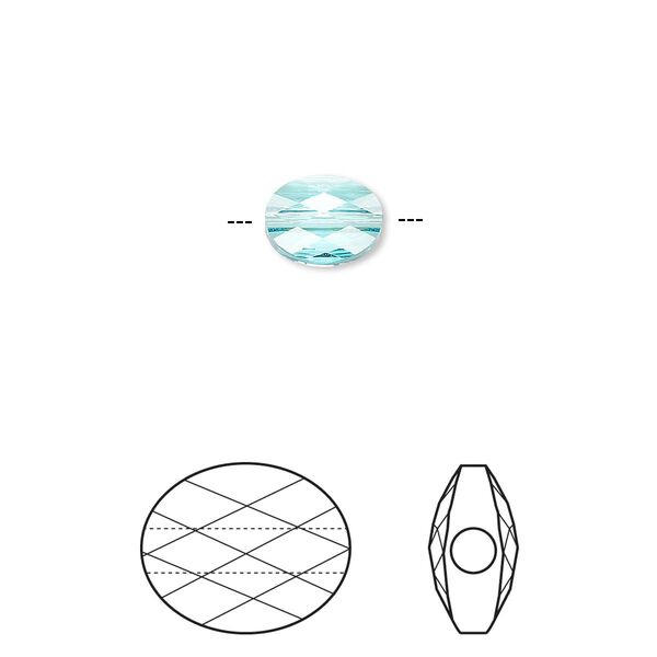 Bead 24pk mini bead light turquoise, Crystal Passions® 8x6mm oval 5051 image number 0