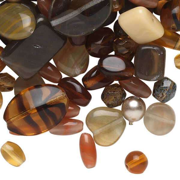 Bead mix, Czech pressed glass, mixed colors, 2x2mm-17x16mm mixed shape. Sold per 1/4 pound pkg, approximately 210 beads. image number 0