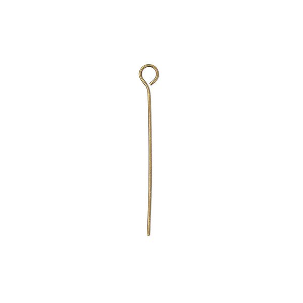 Eye pin, antique gold-plated brass, 1 inch, 24 gauge. Sold per pkg of 500. image number 0