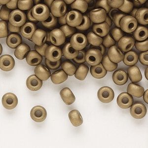 Seed bead, Miyuki, glass, pkg/250g, #6 rocaille, opaque matte metallic dark bronze, (RR-2006).