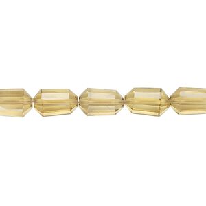 Golden quartz 1pkg5, hand-cut faceted capsule bead 9x6mm