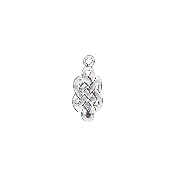 Charm, antiqued sterling silver, 14x7.5mm single-sided Celtic knot. Sold individually. image number 0