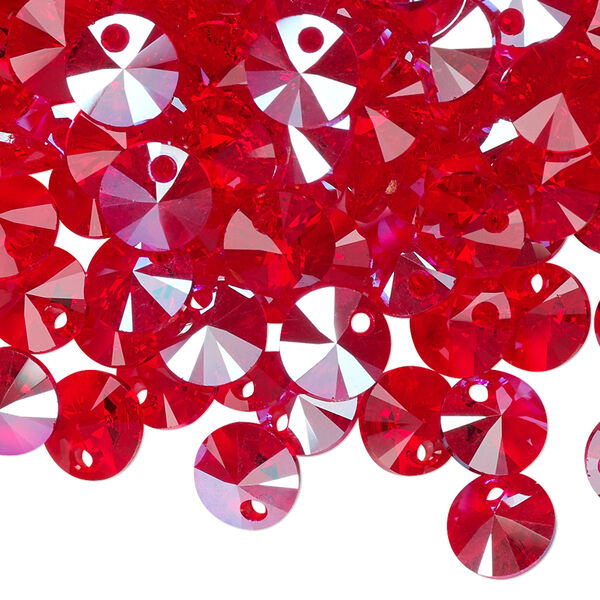 Drop 12pk light Siam shimmer, Crystal Passions® 8mm pendant mini disk 6428 image number 1