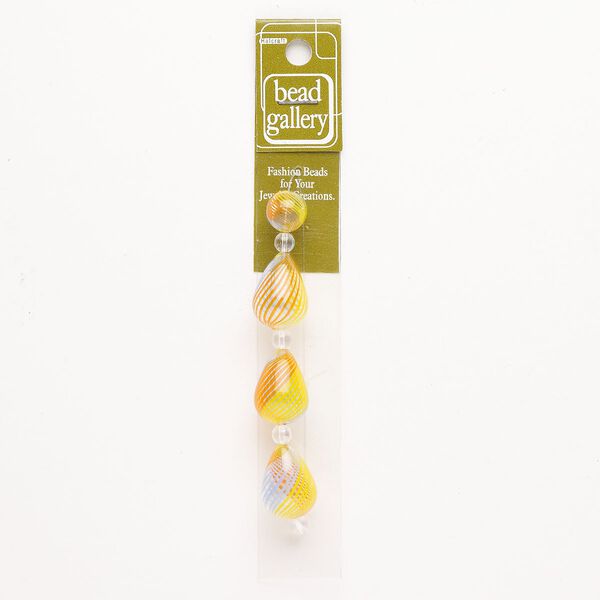 Bead 1pkg4 handblown glass, mixed shapes / line design, assortment translucent and transparent clear / multicolored image number 0
