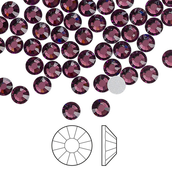 Flat back 144pk amethyst foil back, Preciosa Viva 12® Czech crystal rhinestone 4.6-4.8mm chaton rose round SS20 image number 0