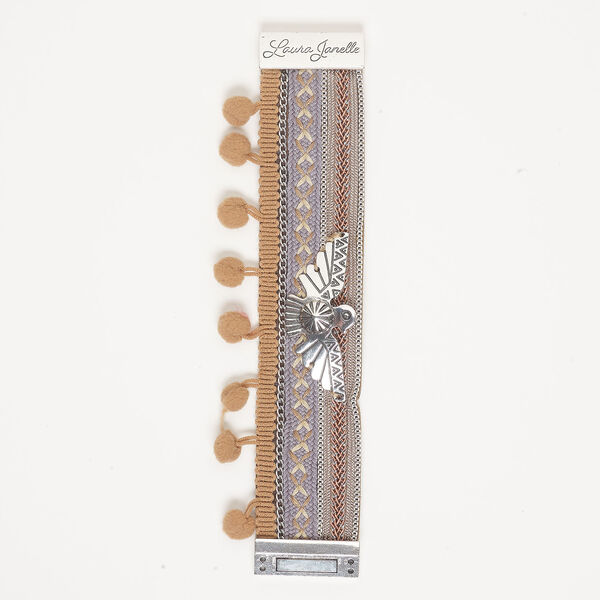 Bracelet, cuff 1pkg1 faux suede / antique silver-finished brass and steel, multicolored, 35mm width with thunderbird, 6-1/2 inches with magnetic clasp. image number 0