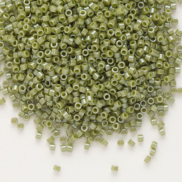 Seed bead, Delica®, glass, pkg/7.5g, #11 round, opaque glazed luster cactus (DB-0263). image number 0