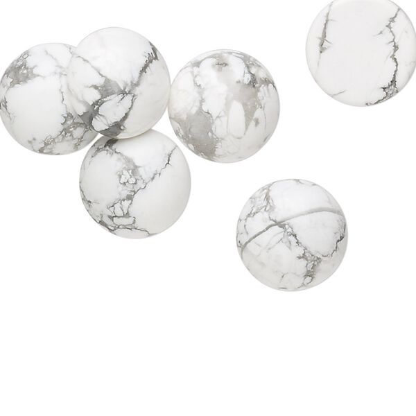 Howlite 1pkg6, calibrated round cab natural 12mm image number 0