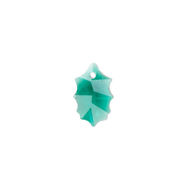 Drop 2pk emerald green, Celestial Crystal® 15x9.5mm holly leaf image number 0