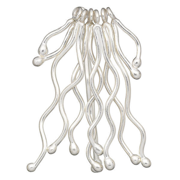 Finding, Hill Tribes, sterling silver, 22-50mm wavy fan. Sold per 6-piece set. image number 0