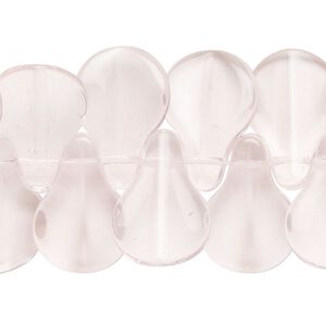Bead, glass, transparent pink, 19x13mm top-drilled petal. Sold per 11-inch strand, approximately 50 beads.