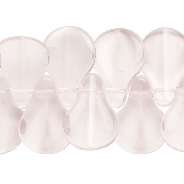Bead, glass, transparent pink, 19x13mm top-drilled petal. Sold per 11-inch strand, approximately 50 beads. image number 0