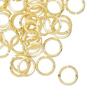 Jump ring, brass, 10mm hand-cut round diamond wire, 7.3mm inside diameter, 16 gauge. Sold per pkg of 50.