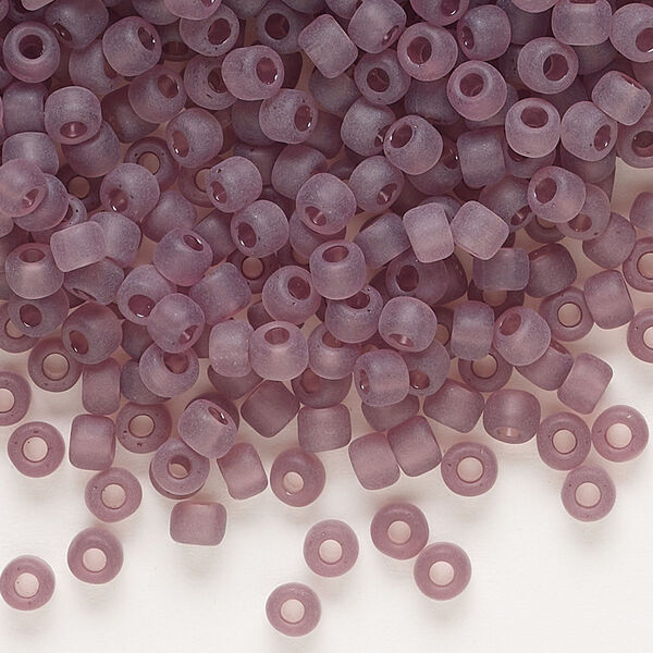 Seed bead, Dyna-Mites™, glass, transparent matte lilac, #6 round. Sold per 40-gram pkg. image number 0