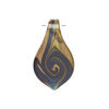Drop, lampworked glass 1pkg1, opaque and translucent dark blue and dark brown with copper-colored glitter, 27x16mm-29x17mm spoon with swirl design. image number 1