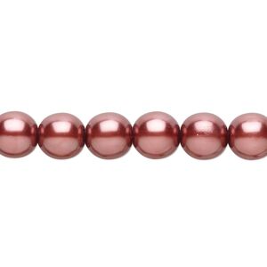 Bead, Czech pearl-coated glass druk, mauve, 8mm round. Sold per 15-1/2" to 16" strand.