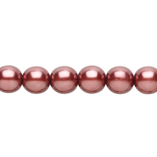 Bead, Czech pearl-coated glass druk, mauve, 8mm round. Sold per 15-1/2" to 16" strand. image number 0