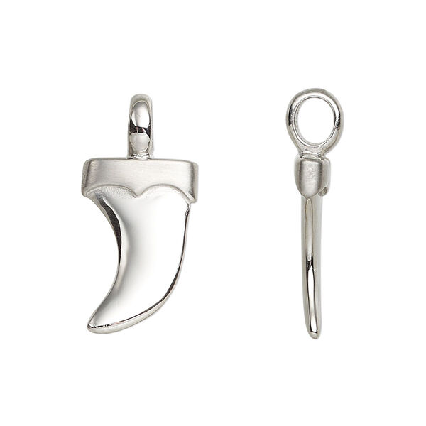Charm, stainless steel, satin, 26x12mm double-sided claw. Sold individually. image number 0