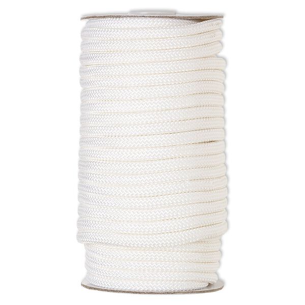Cord, nylon, white, 5mm braided. Sold per 60-foot spool. image number 0