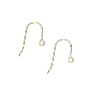 Ear wire fishhook 1pkg2 14Kt gold-filled, 12mm diamond-cut / open loop, 20 gauge 1 pair