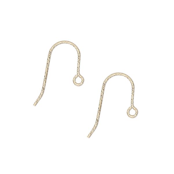 Ear wire fishhook 1pkg2 14Kt gold-filled, 12mm diamond-cut / open loop, 20 gauge 1 pair image number 0