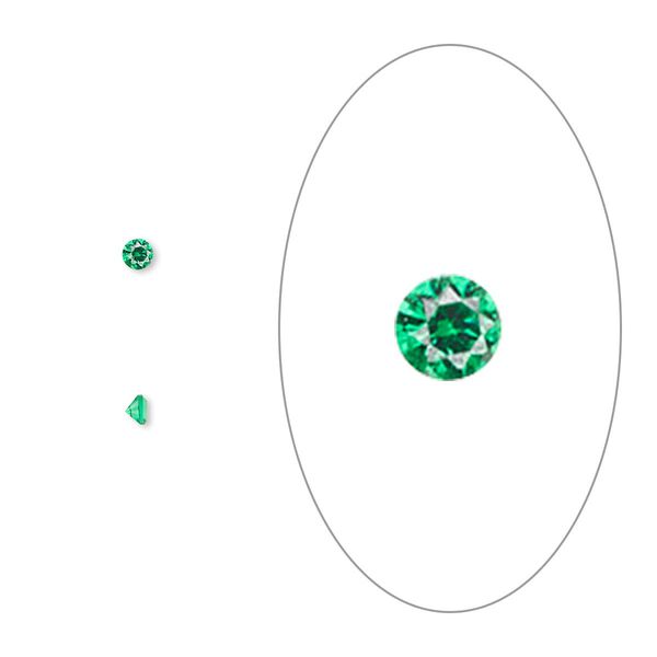 Gem, cubic zirconia, emerald green, 2mm faceted round, Mohs hardness 8-1/2. Sold per pkg of 10. image number 0