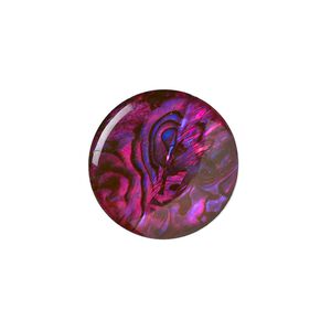 Cabochon, paua shell (coated / dyed), purple, 20mm calibrated round, Mohs hardness 3-1/2. Sold per pkg of 2.