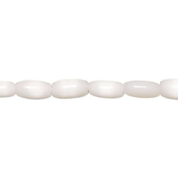 Bead, cat's eye glass (fiber optic glass), light peach, 8x4mm-8x5mm oval. Sold per 15-inch strand. image number 0