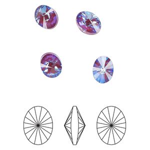 Chaton 6pk crystal burgundy DeLite, Crystal Passions® 8x6mm oval rivoli 4122