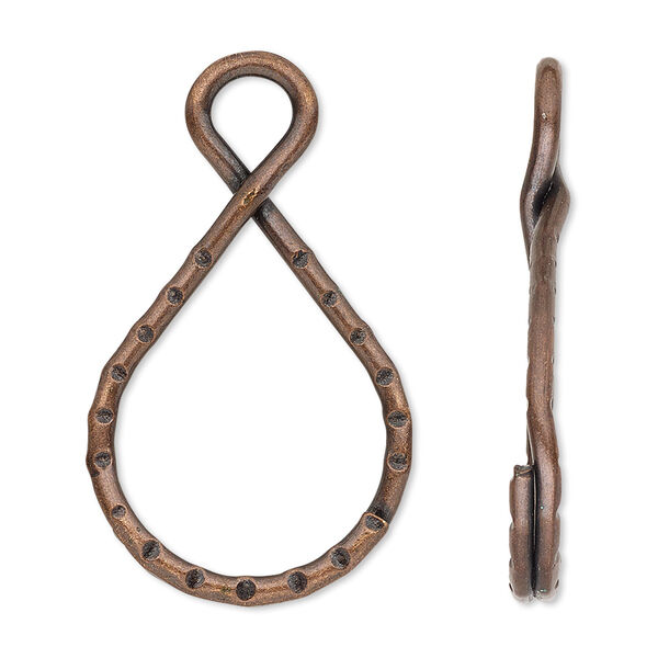 Split ring, antique copper-plated steel, 37x18mm teardrop with loop. Sold per pkg of 10. image number 0