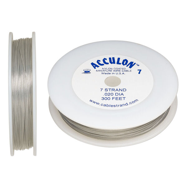 Beading wire, Acculon®, nylon-coated stainless steel, clear, 7 strand, 0.02-inch diameter. Sold per 300-foot spool. image number 0