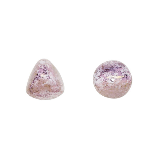 Bead, Czech pressed glass, mauve granite, 12x11mm trigon. Sold per 15" to 16" strand. image number 0