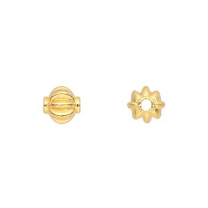 Bead, gold-finished "pewter" (zinc-based alloy), 8mm corrugated round. Sold per pkg of 50.